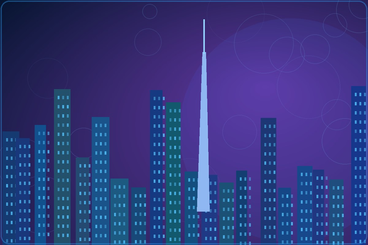 Stylized Dubai skyline illustration